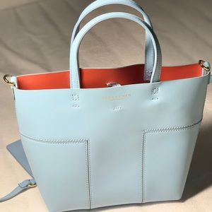 Tory Burch - cream blue small tote
